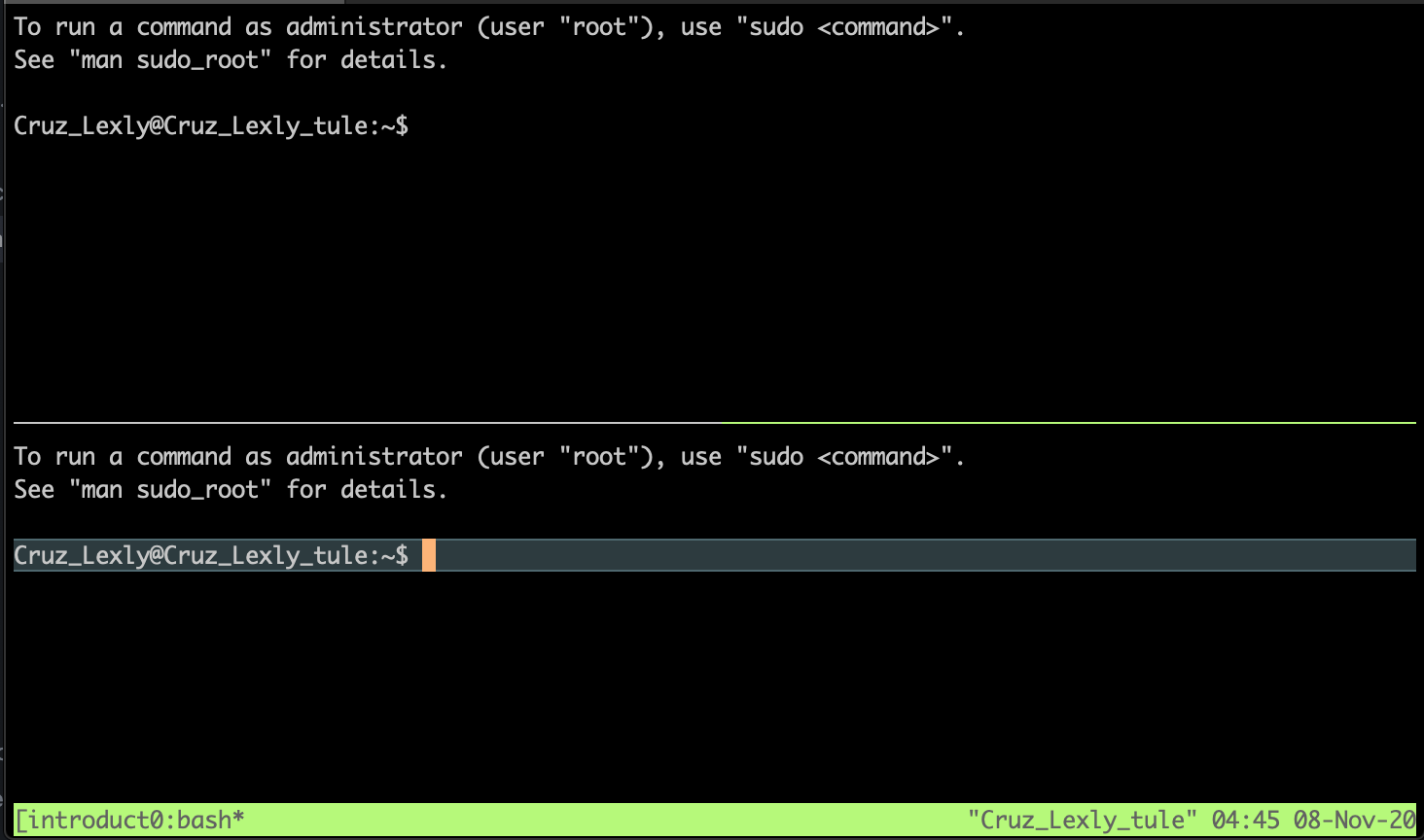 tmux horizontal split screenshot